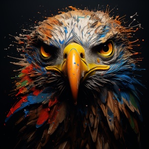 超细节的老鹰眼：线条艺术与黑色背景
