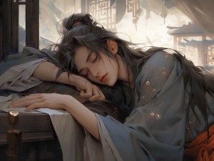 中国古代年轻男子床上休憩，36k超高清画质