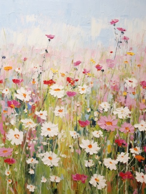 立体感花朵与莫奈风格的极简主义油画