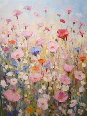 立体感花朵与莫奈风格的极简主义油画