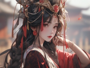 东方古风特写：中国古代女孩的宋代服饰