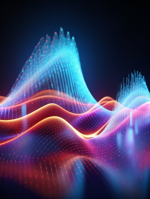 Abstract digital wave particle, Abstractmusic background, Futuristic point wave. Big data,3D rendering, ProPhoto RGB, Spotlight, Front, Rim, Natural, Incandescent,