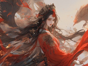 古风汉代女子红衣美人