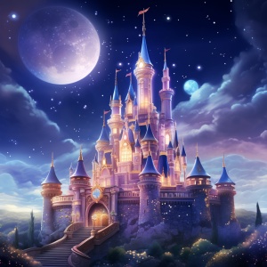 可爱 梦幻 夜间 城堡 发光