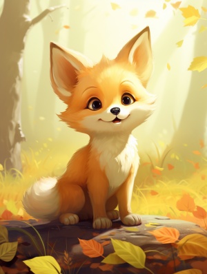 可爱狐狸插画表情包：16个运动状态，淡黄色主调