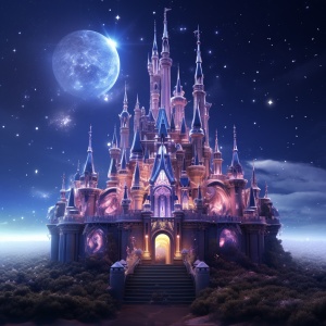可爱 梦幻 夜间 城堡 发光 童话 星空 水晶