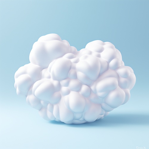 爱心云，3D风格，棉花云，软绵绵，高细节，光线漂亮