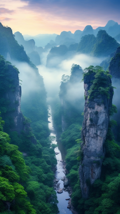 中国湖南武陵山脉美景高清海报图，写实8k高清