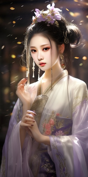 古代中国少女的绝色容颜与星光灿烂背景