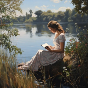 一个湖边的读书人