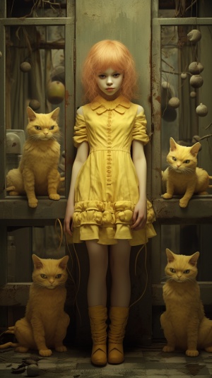小黄猫室内四肢分朋站立，人形站立全身照