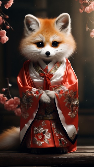 拟人手法下的中国传统服饰小狐狸摄影