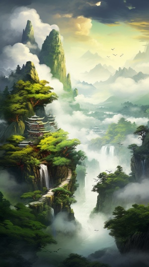 仙山奇景，流水潺潺，古木参天的文化史