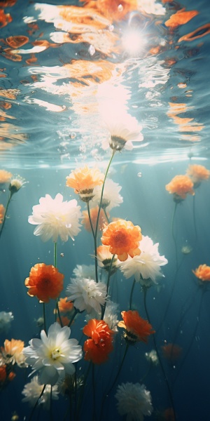 水下摄影中的花朵与印象派风格