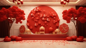 中国风高清龙年宝宝一周岁宴舞台布置效果图