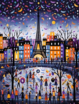 Painting of Rhythm in Paris by Bob Staake