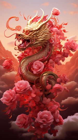 中国风高级红色玫瑰花瓣鳞片