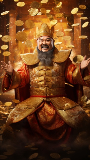 中国骁龙财神爷，金钱雨中的财富气息