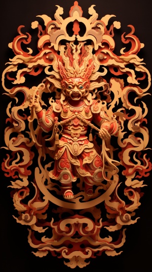 中式古典门神皮影