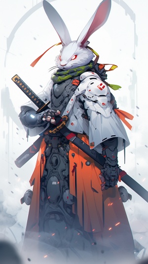Beatrix Potter style illustration meets McSamurai Cyborg Robot Warrior Monk