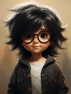 exaggerate caricature photo of child in the style of Lilia Alvarado and sarah andersen