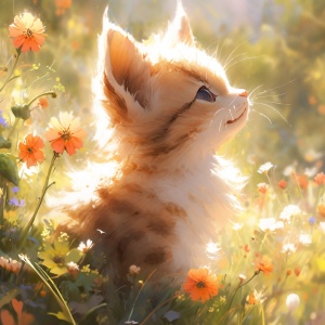 可爱花猫狐狸花卉卡通8k超高清逼真超细节渲染