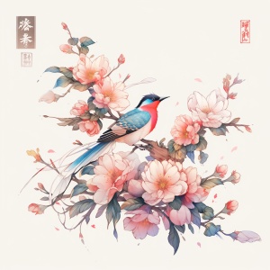 中国风格插画、刺绣与复古印刷技术下的鸟类艺术
