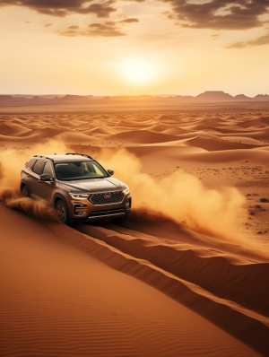 多辆越也车在沙漠行驶旅游冒险