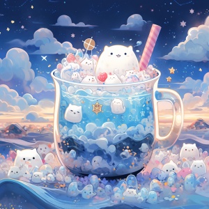 Starry Ice Cream Milk Tea with Dreamy Decor