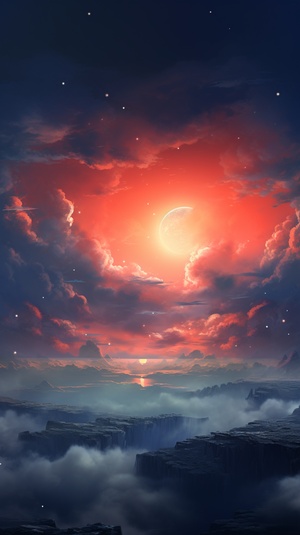 hd moon light sky and clouds, in the style of saturno butto, dreamy and romantic compositions