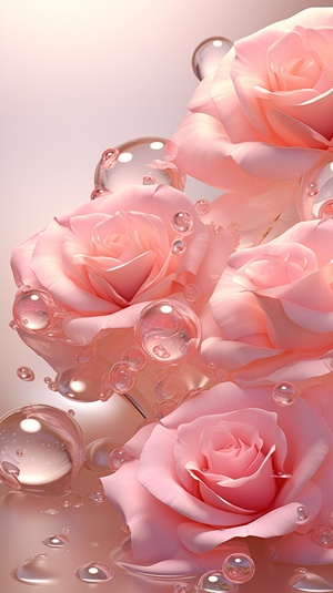 Liquid Roses in Pink Pebble: Realistic Hyper-Detailed Rendering