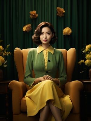 the mrs quans a movie about life inchinese society, in the style of noiratmosphere, dark yellow and lightgreen, candid celebrity shots,festive atmosphere, handsome, movie still, soft and rounded forms ar 128:85