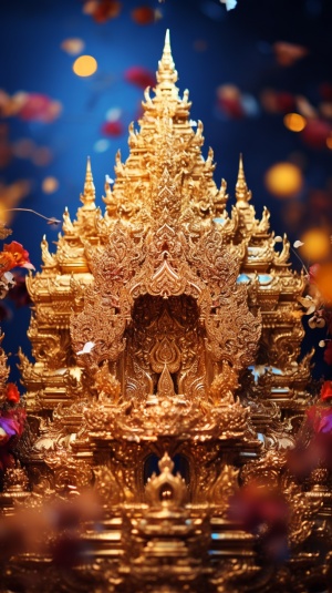 高棉艺术背景的超广角复杂装饰光芒闪耀风格