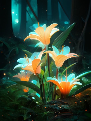 Futuristic Glow: Jade, Glass, and Film Coated Lilies and Mushrooms