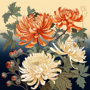 中国风格艺术插画，刺绣与复古印刷技术