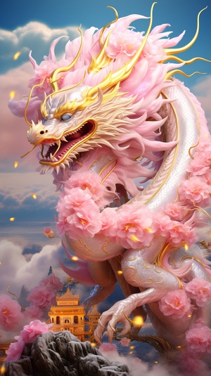 uminous,
Golden Dragon in Chinese Style: Distinct Layers & Clear Details