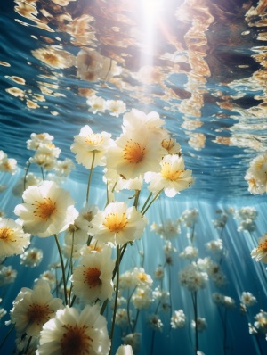 水下摄影中的花朵与相机效果风格