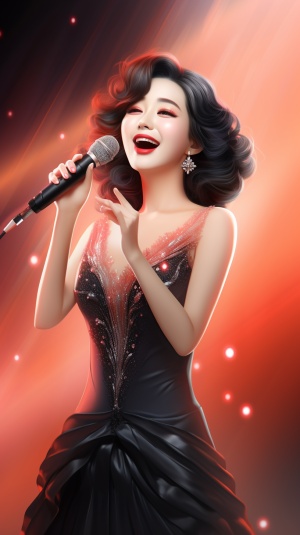 23岁中国顶级女巨星表情清晰热情地唱歌