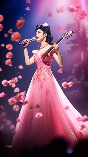 23岁中国顶级女巨星表情清晰热情地唱歌