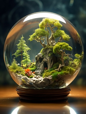 透明水晶球里的微生态景观
