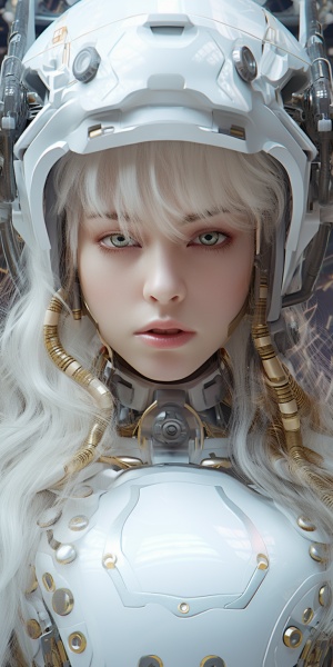 Cute Girl in Intricate White Mechsuit: Hyper-Realistic 8K Photography
