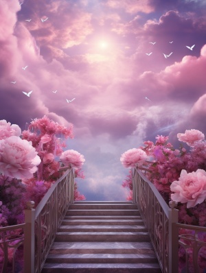 神奇空灵的天空牡丹花桥