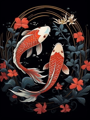 Fish and Flowers: A Fusion of Japanese and Chinese Painting Styles