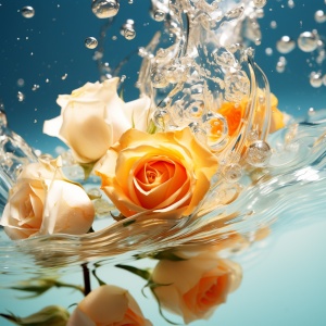 多彩宝石与白玫瑰的海洋风情