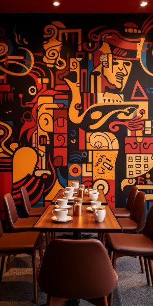 简约现代的咖啡店艺术墙