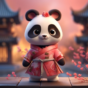奇幻小熊猫：中国汉服与皮克斯风格的细致动画