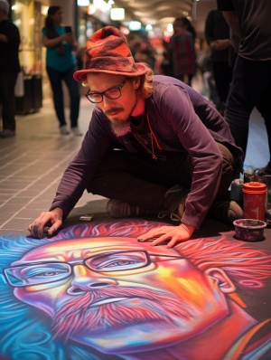 High-definition Chalk Art Competition: Candid Shots of Famous Figures in Vibrant Colors