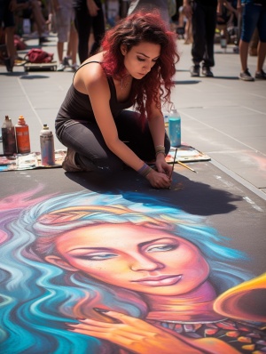High-definition Chalk Art Competition: Candid Shots of Famous Figures in Vibrant Colors
