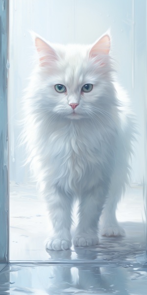 一只来自《爱宠大机密》的白猫站着，采用罗布·利菲尔德的风格，概念艺术，盖尔·西蒙尼，浅灰色，柔边，特写ar 58:93 v6
