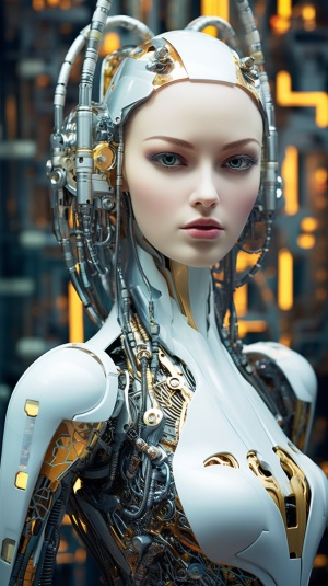 华裔机械女性机器人：身体丰满，科技感十足